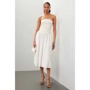 Strapless Cream Midi Dress